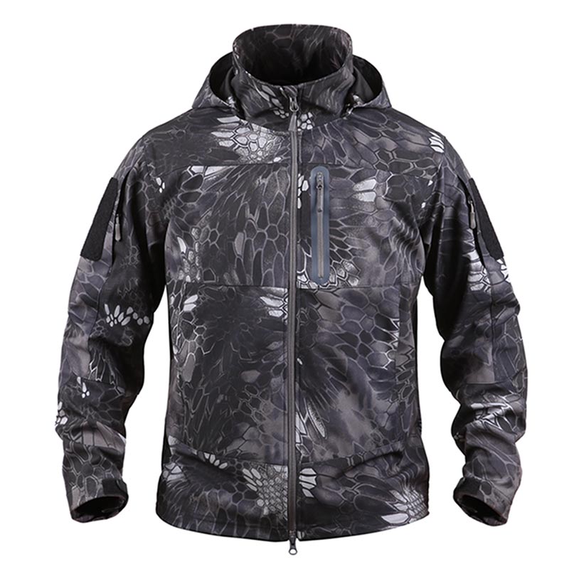 Black Python with Hood Lightweight Military Tactical Jacket