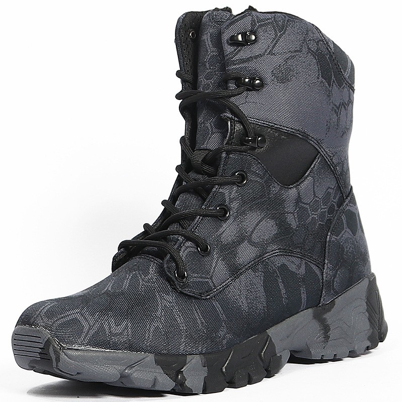 Military Army Black Sand Boots with Zippers
