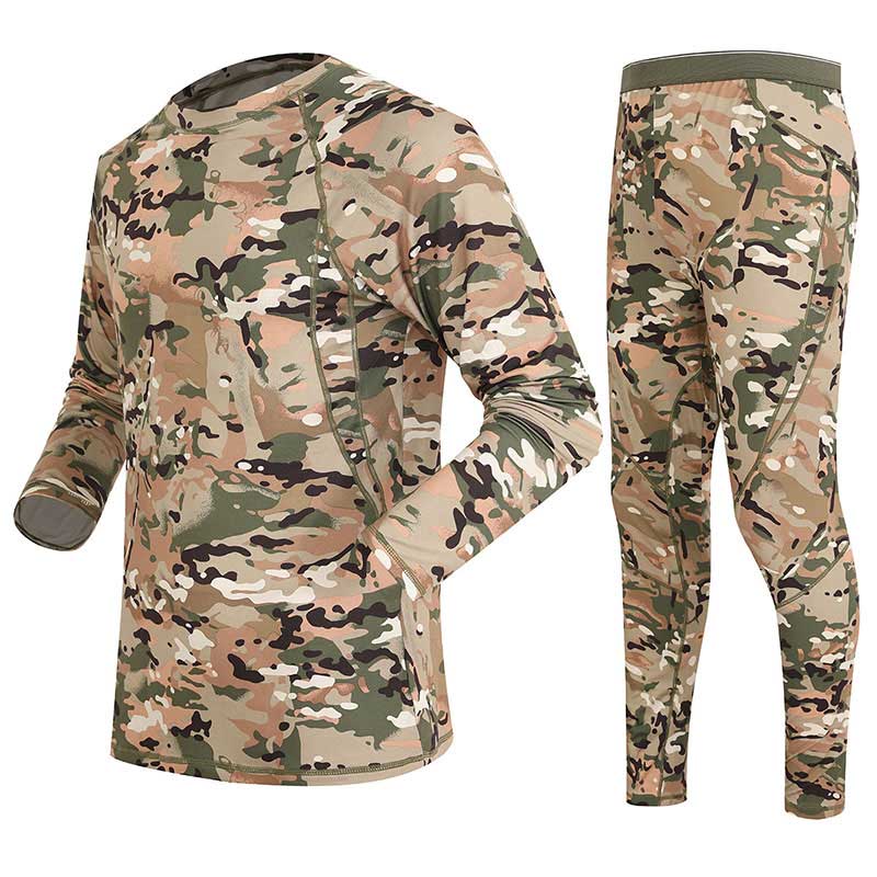 Sport Outdoor Men Camouflage Fleece Tactical Thermal Underwear